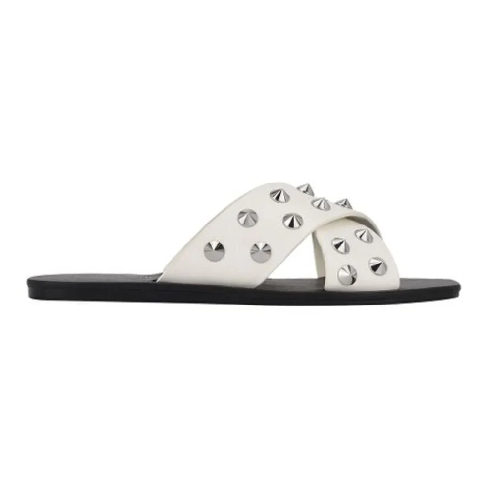 Marc Fisher White silver spike  Boni Sandal 7 NEW NWT